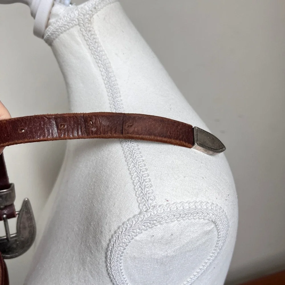 Vintage Banana Republic Safari Brown Leather Belt‎ Western Buckle Size 28